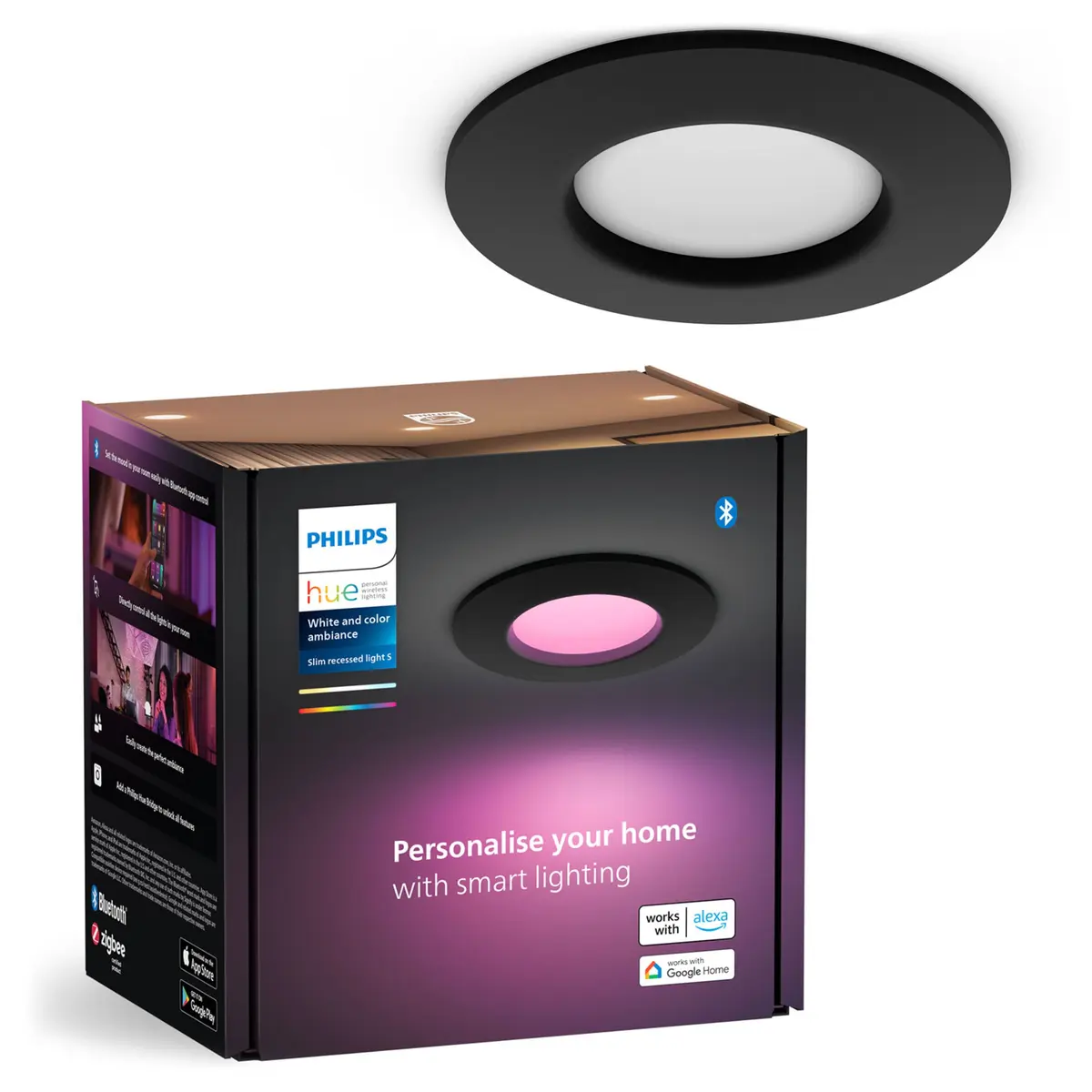 Philips Hue Slank innfelt belysning Ø90 mm Svart