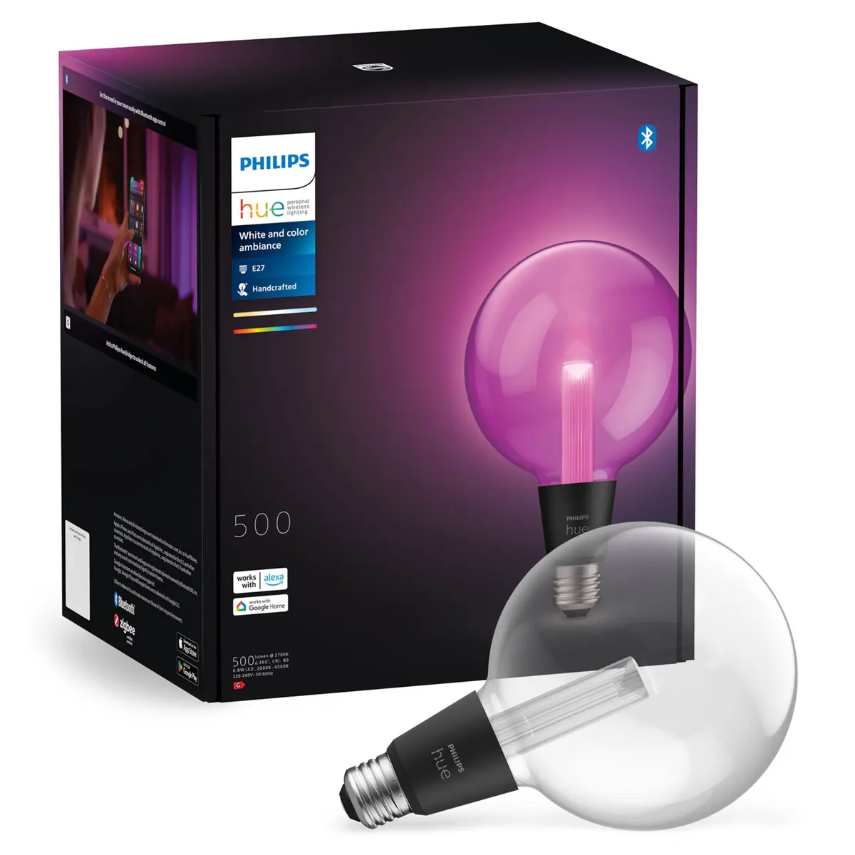 Philips Hue Lightguide G125 E27 smart kuleformet LED-pære 500 lm