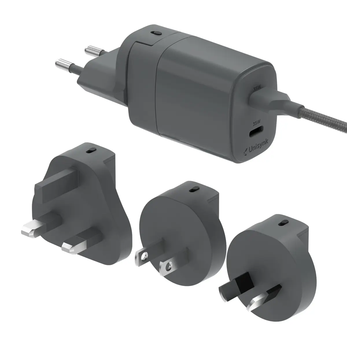 Unisynk Kompakt 2-ports lader for reisen – 35 W