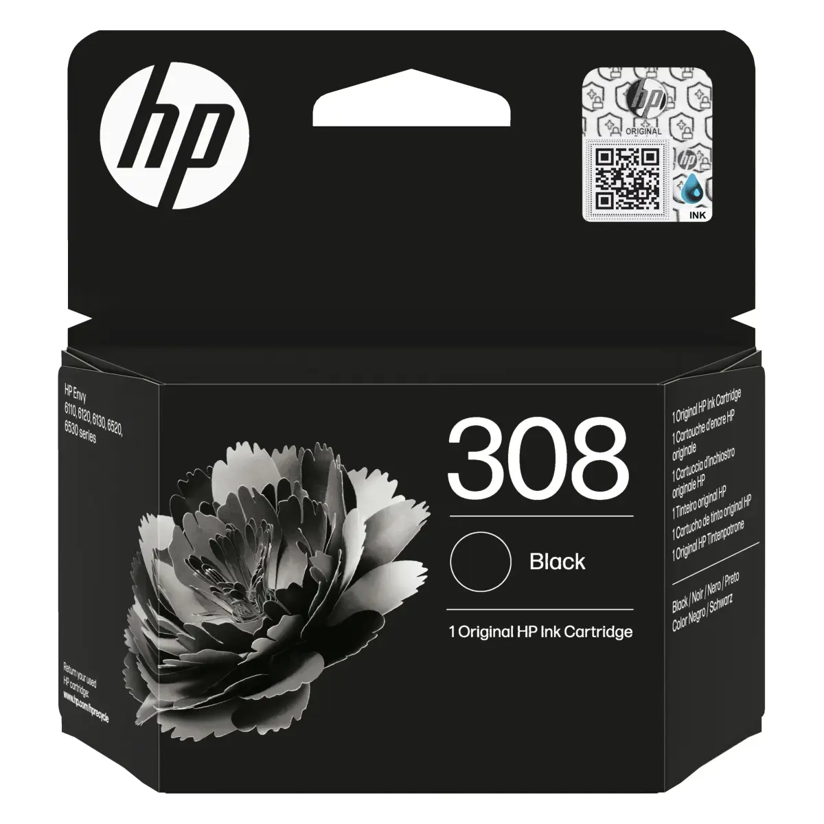 HP 308 Svart blekkpatron