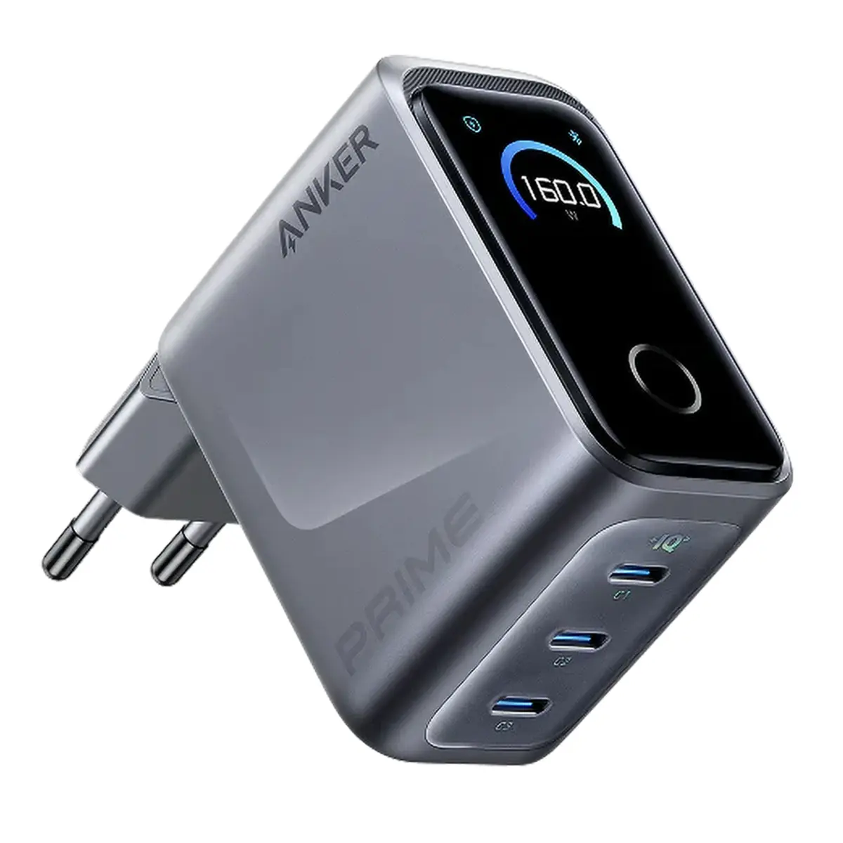 Anker Prime Charger 160 W – USB-C-lader med 3 porter og display