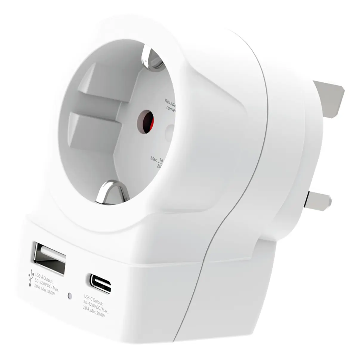 Skross Reiseadapter Europa til UK USB AC PD 20W