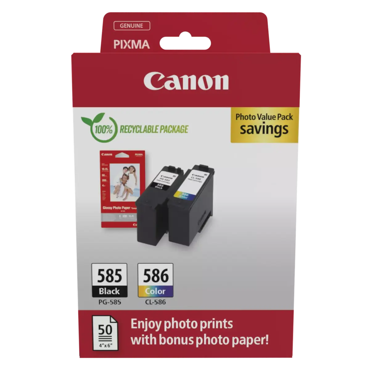 Canon PG-585/CL-586 – pakke med blekkpatroner og fotopapir