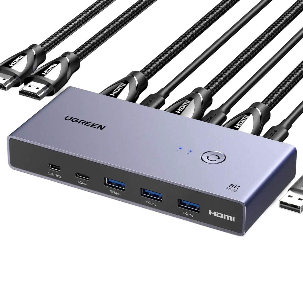 Ugreen 8K HDMI KVM-switch for 2 datamaskiner