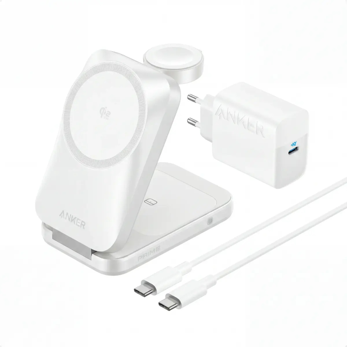 Anker Prime Foldable trådløs ladestasjon 3-i-1 MagGo Sølv