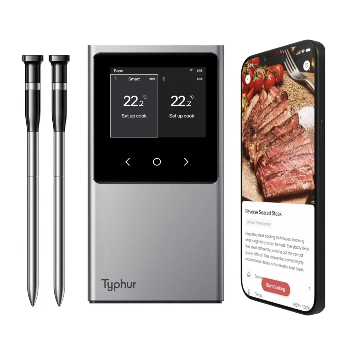 Typhur Sync Dual trådløst grill- og steketermometer med to sonder