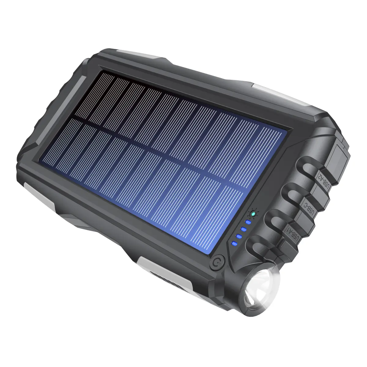 Denver Powerbank med solcelle og lommelykt 20 000 mAh