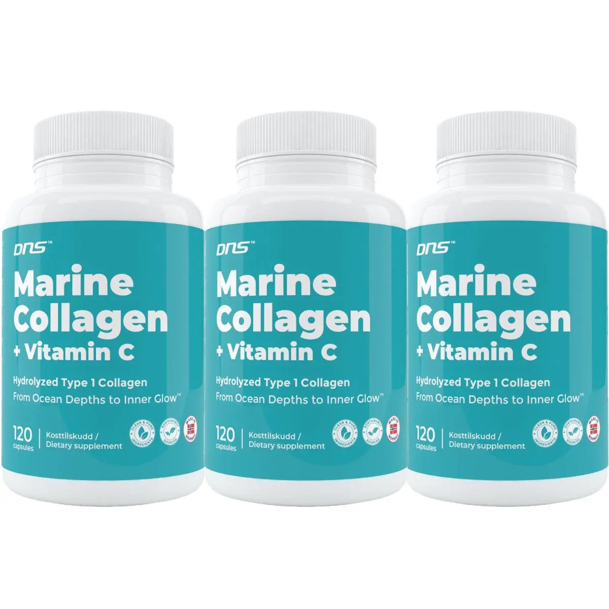 3-pack Marine Collagen + Vitamin-C - 3 x 120 kapsler