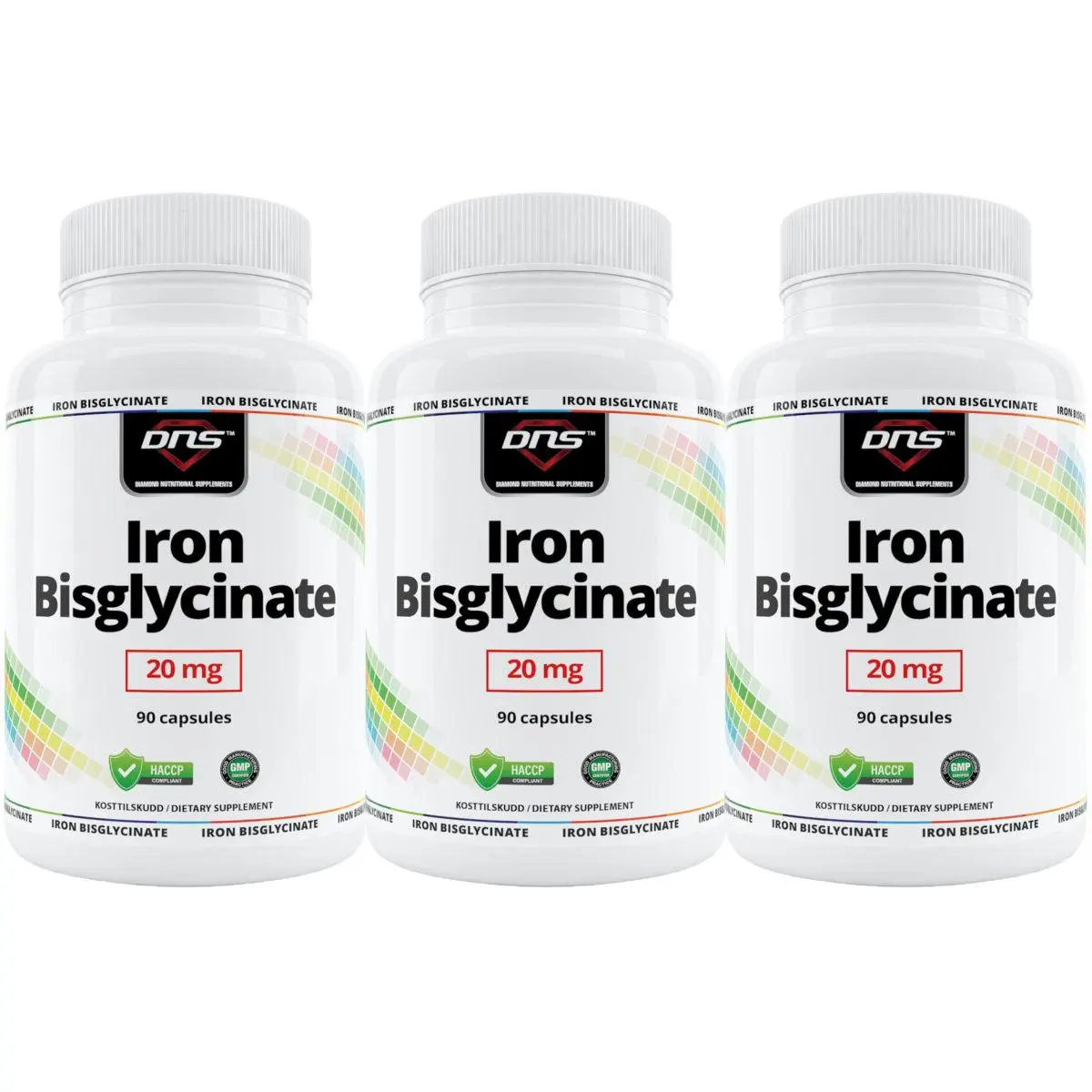 3-pack Iron Bisglycinate 20 mg - 90 kapsler