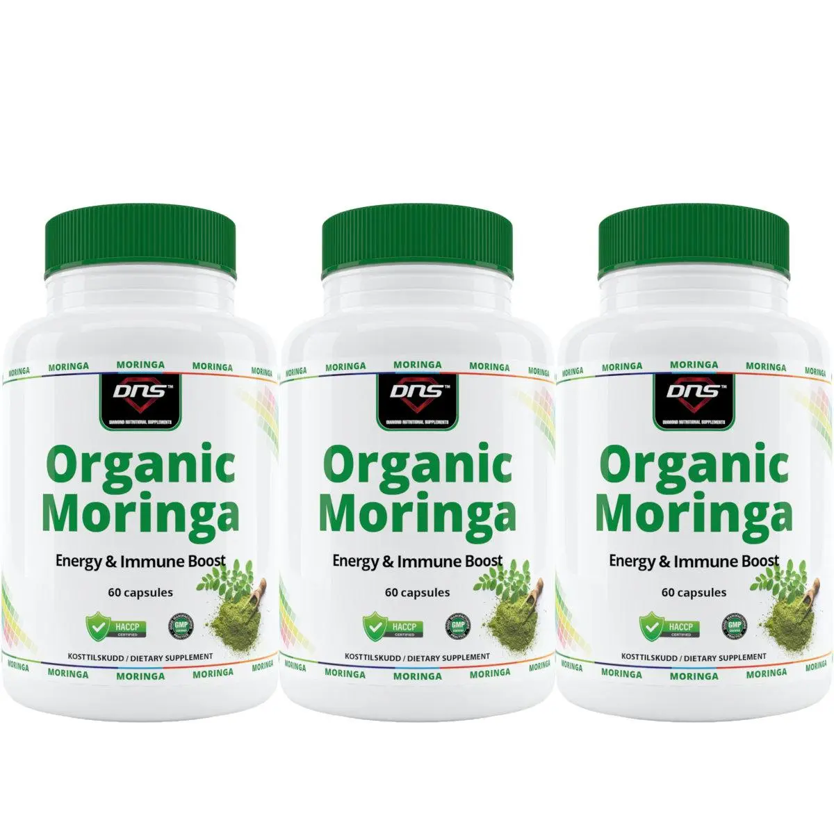3-pack Økologisk Moringa - 3 x 60 kapsler
