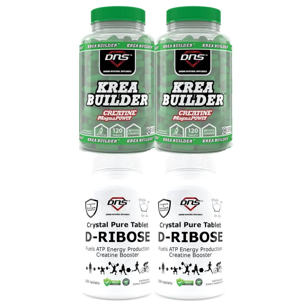 Kreatin Booster Pakken (2 x Krea-Builder 2 x D-ribose)