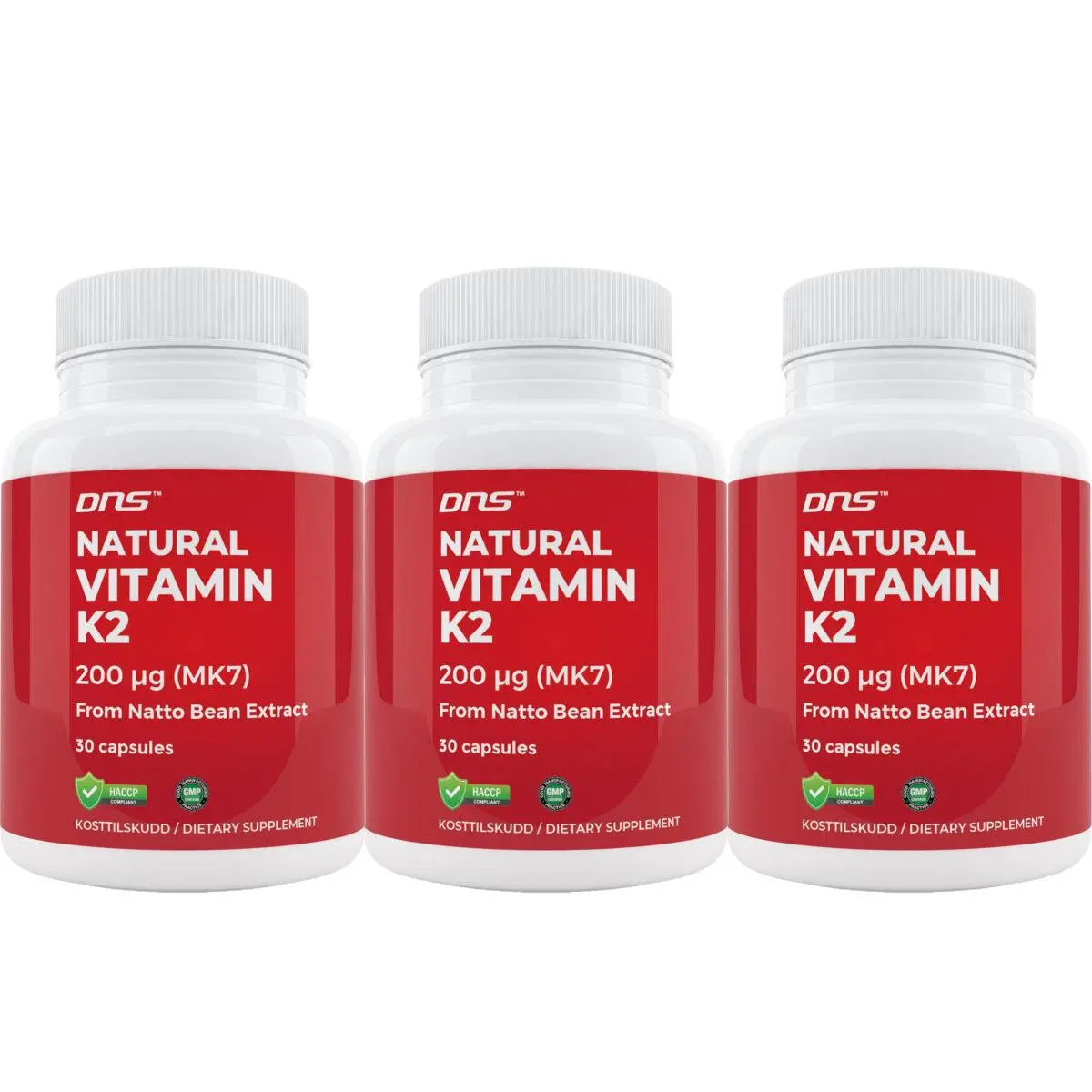 3-pack Natural Vitamin K2 fra Natto (MK7) - 3 x 30 kapsler