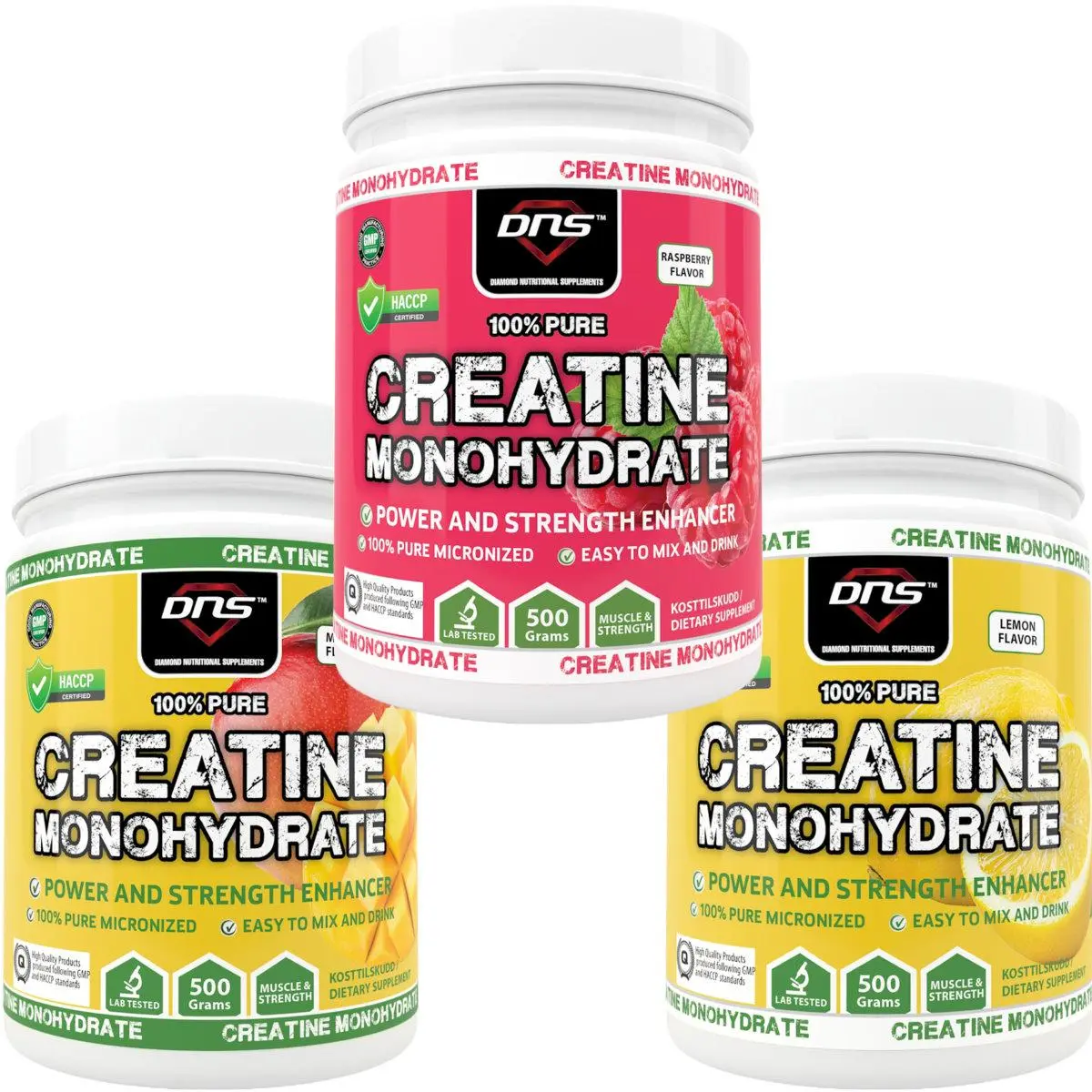 3-pack Creatine Monohydrate med smak - 3 x 500 gram
