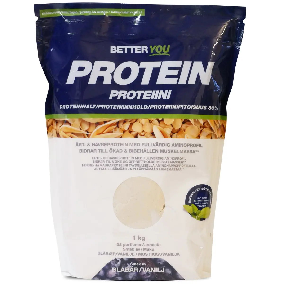 Better You Erte Havreprotein Blåbær/Vanilje 1 Kg
