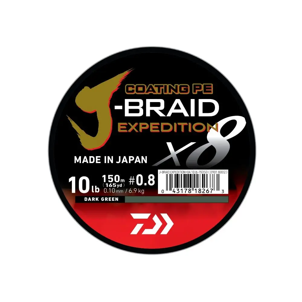 Daiwa J-Braid Expedition fletteline - 150 meter, dark green