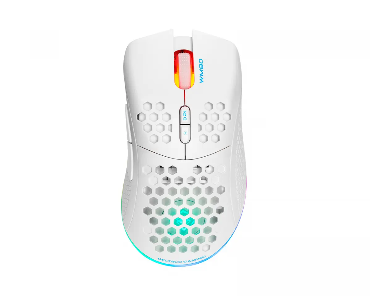 Deltaco Gaming WM80 Trådløs RGB Gaming Mus Ultralätt - Hvit