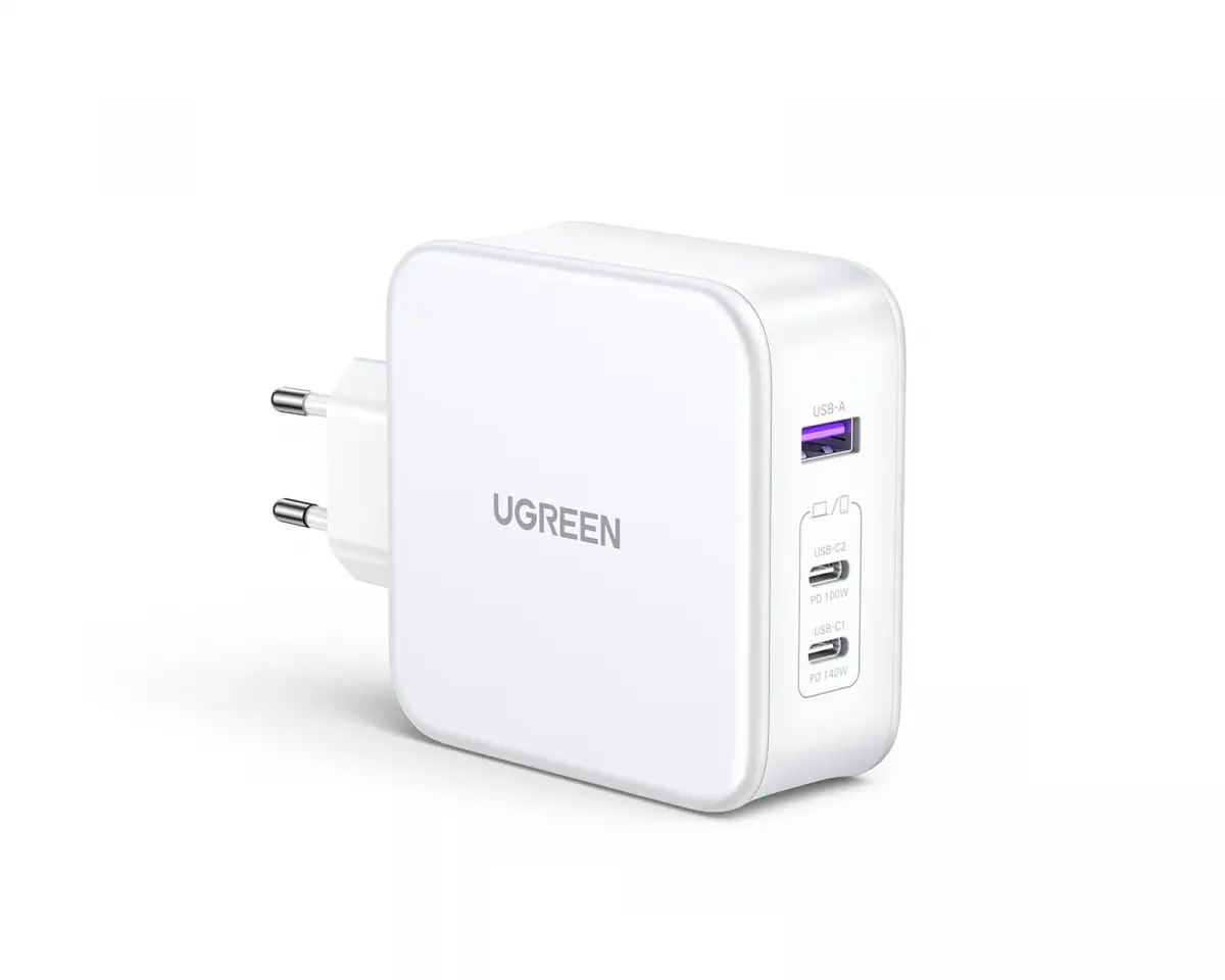UGREEN Nexode 140W USB-C PD GaN Charger-3 Ports Wall Charger + 1.5m USB-C cable - Black