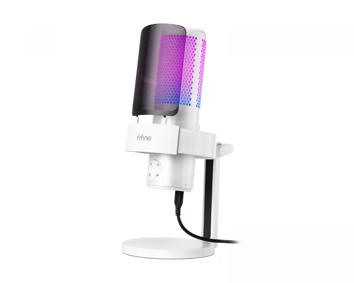 Fifine AMPLIGAME A9 USB Gaming Mikrofon RGB - Hvit