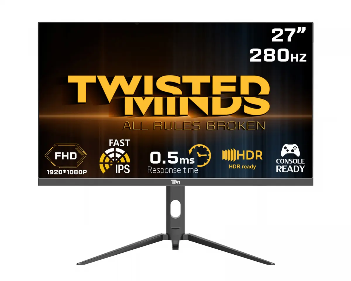 Twisted Minds Supreme Series 27” FHD, 280Hz, Fast IPS, 0.5ms, HDR400 Gamingskjerm