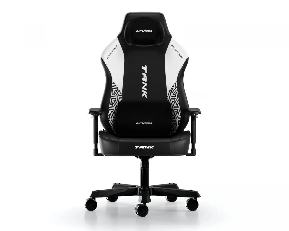 DXRacer TANK Gamingstol Svart & Hvit Rustning EPU Lær XXL