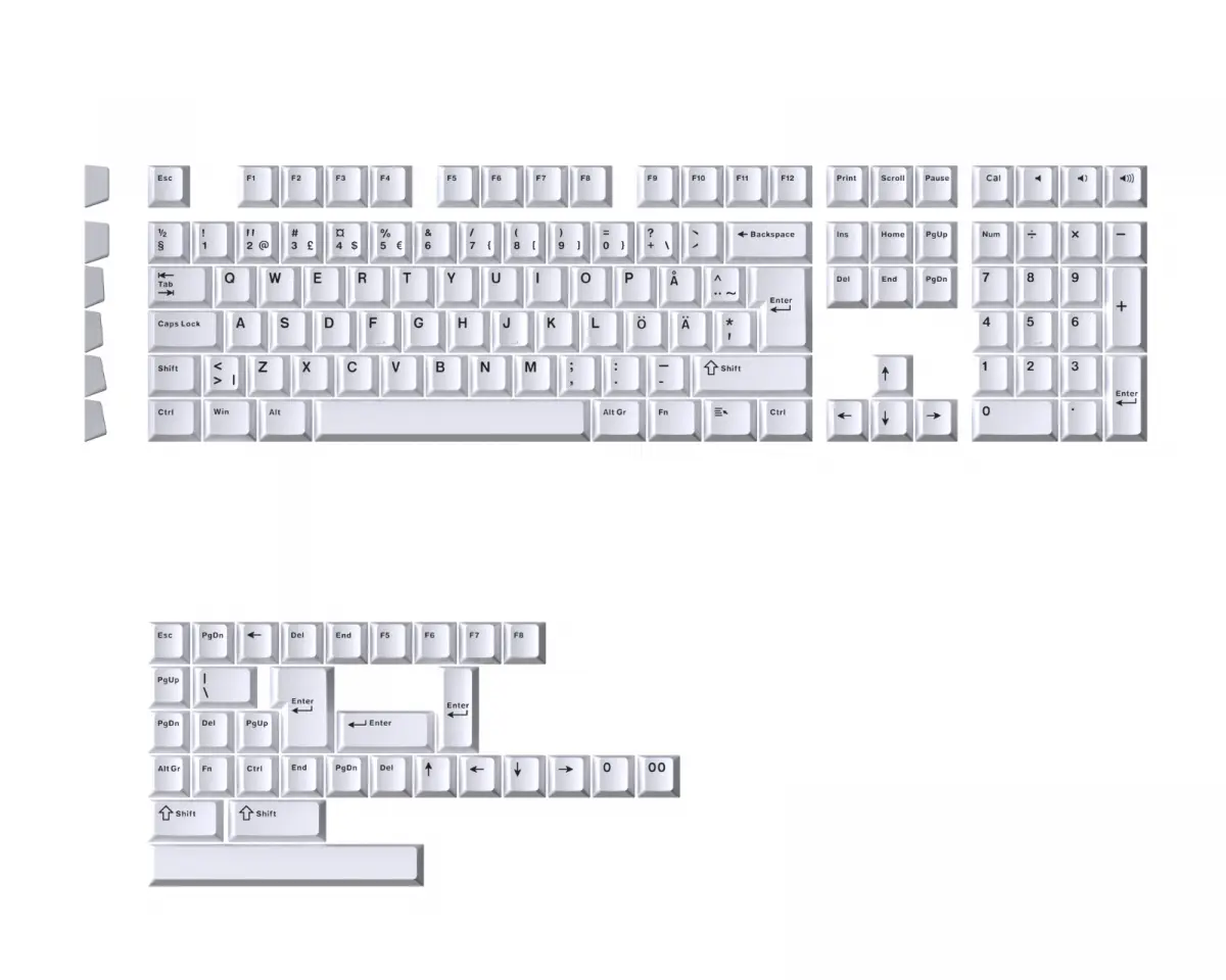 MaxCustom Essential BoW Cherry Double-Shot PBT Keycaps Nordic - White