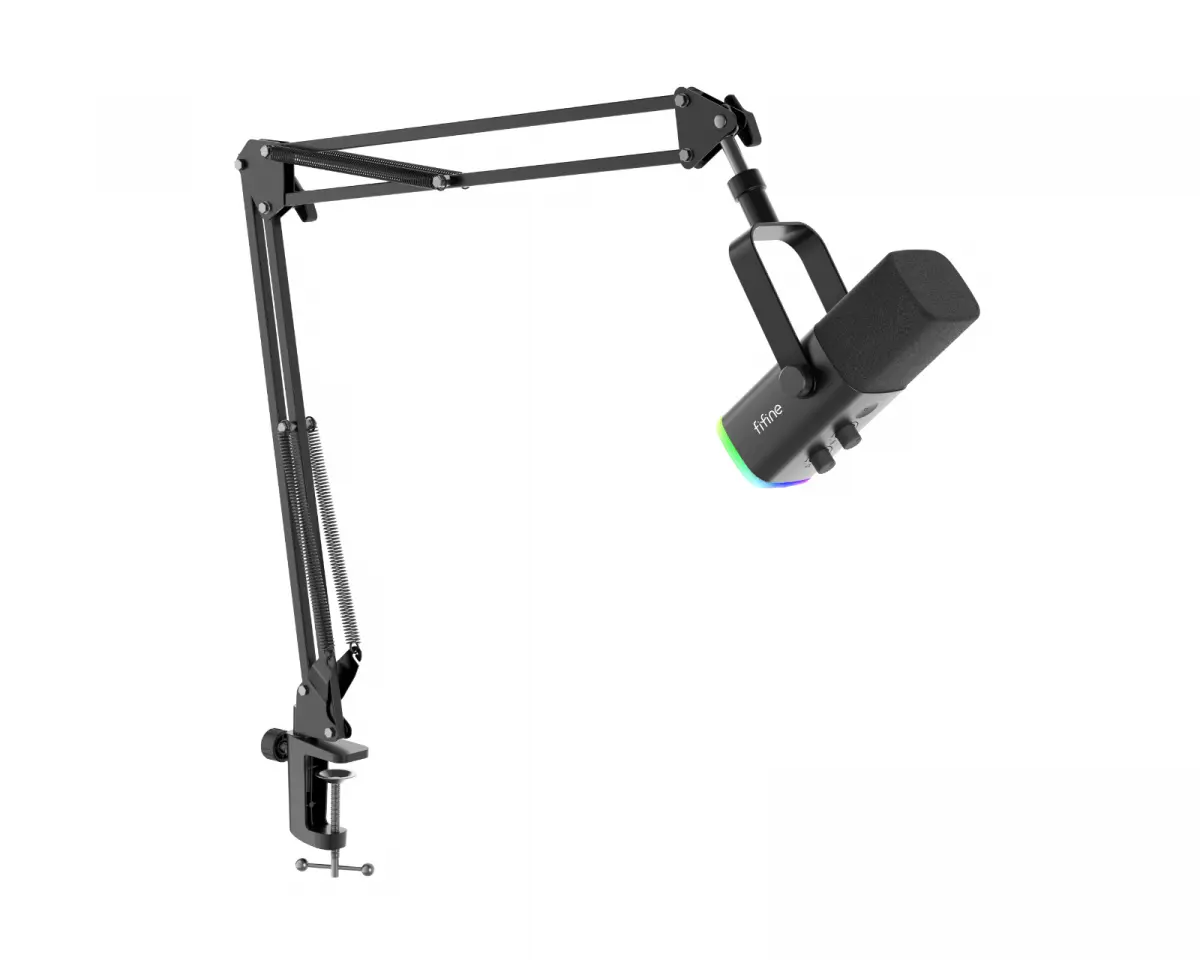 Fifine AM8T USB/XLR Dynamisk Mikrofon og Boom-arm - Svart