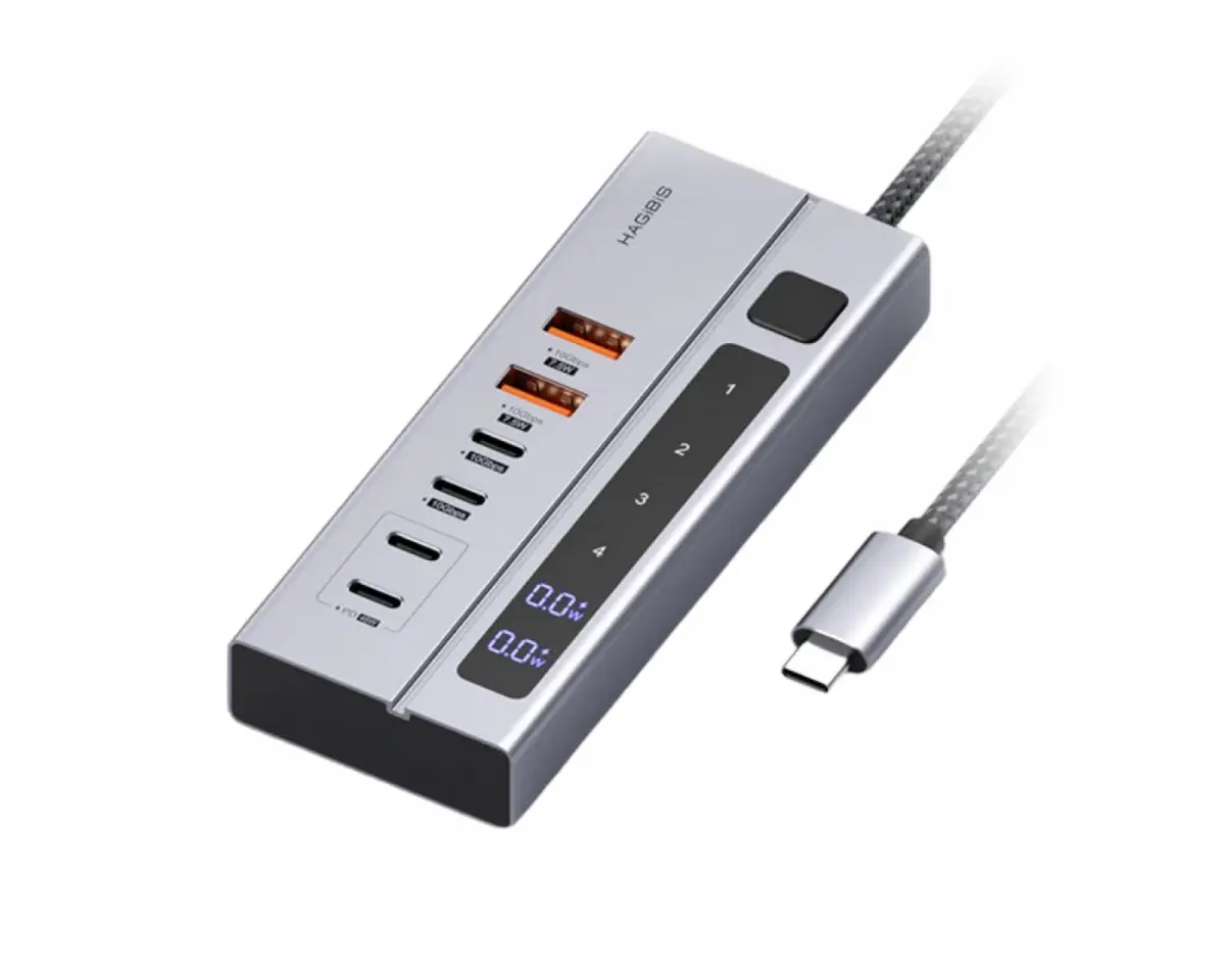 Hagibis 6-Port USB-C Hub 10Gbps LED-display