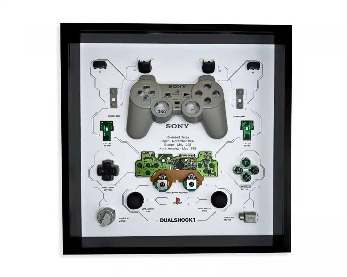 GRC Retro Art Sony PS1 Dual Shock 1 Controller Display - Grey