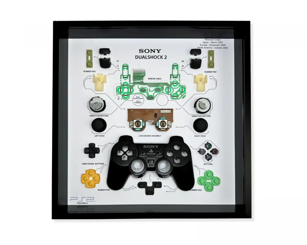 GRC Retro Art Sony PS2 Dual Shock 2 Kontroller Utstilling - Svart