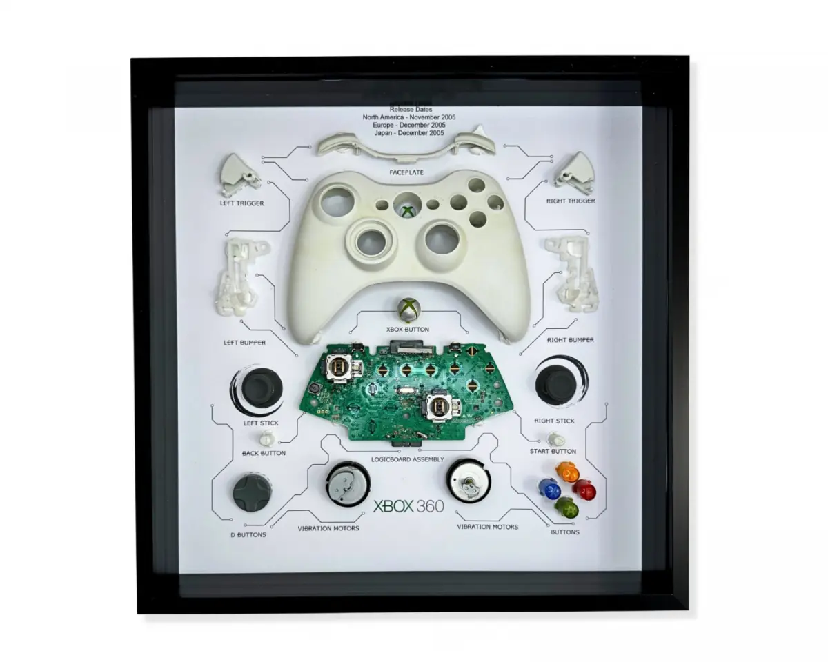 GRC Retro Art Microsoft Xbox 360 Trådløs Kontroller Utstilling - Hvit