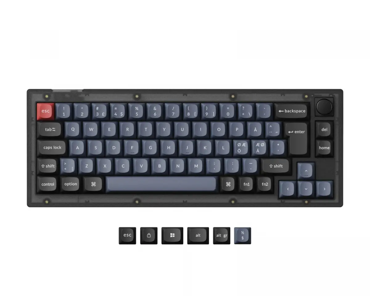 Keychron V2 Hotswap Knob ISO Tastatur - Frosted Black [K Pro Brown]