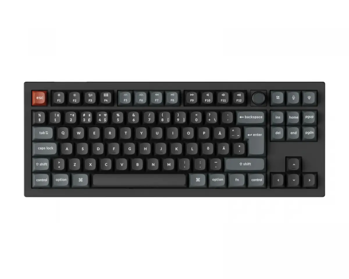 Keychron V3 Ultra 8K Hotswap Knob Trådløst ISO Tastatur - Svart [Silk POM Brown]