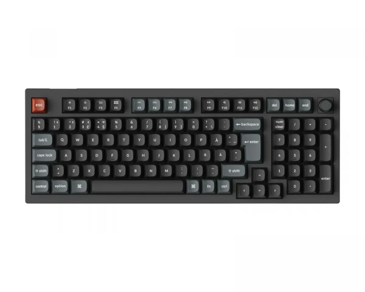 Keychron V5 Ultra 8K Hotswap Knob Trådløst ISO Tastatur - Svart [Silk POM Brown]