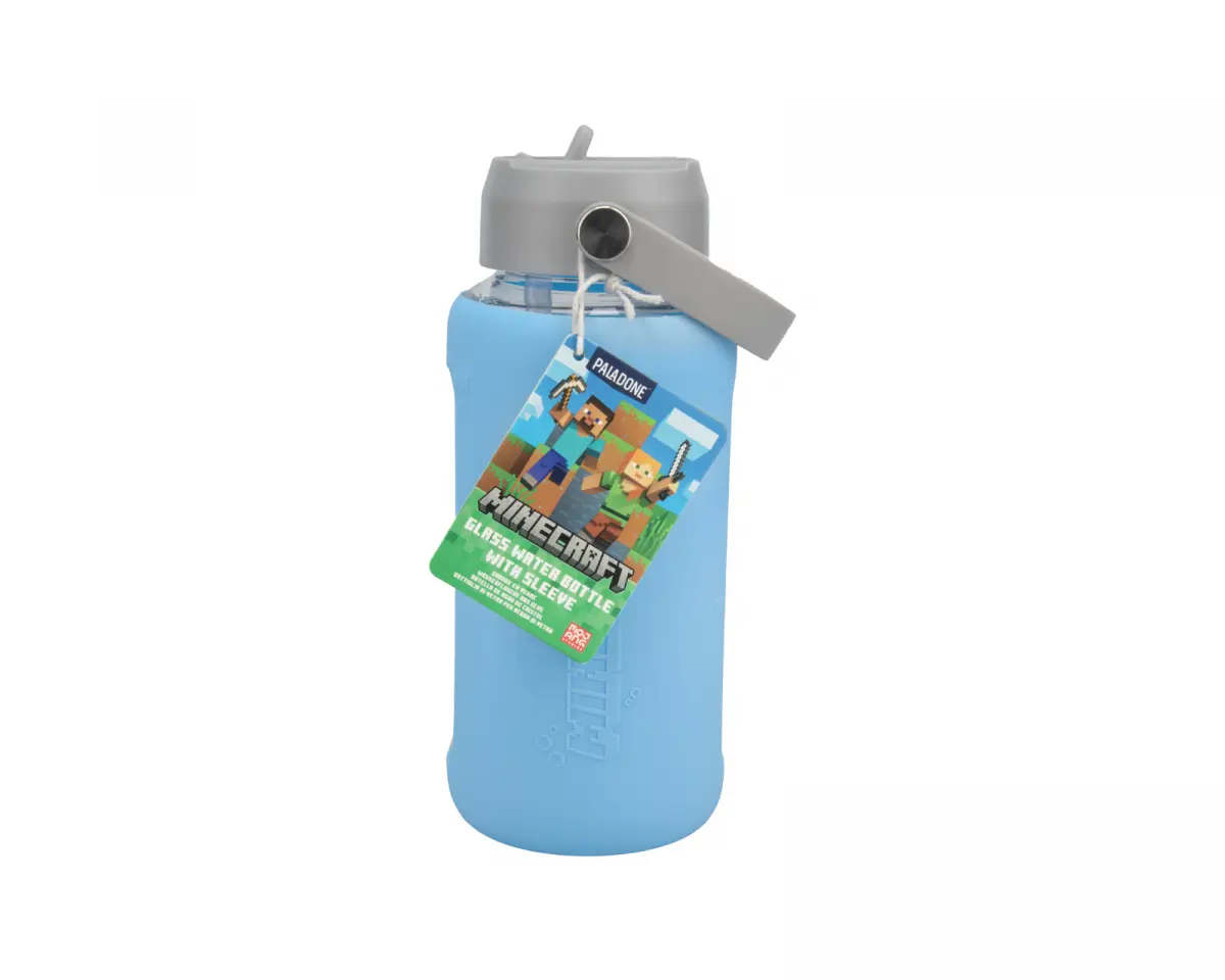 Paladone Minecraft Glass Vannflaske med Sleeve