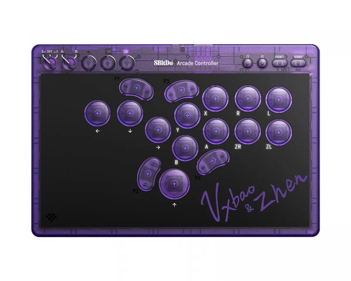 8Bitdo Arcade Kontroller - Transparent Lilla