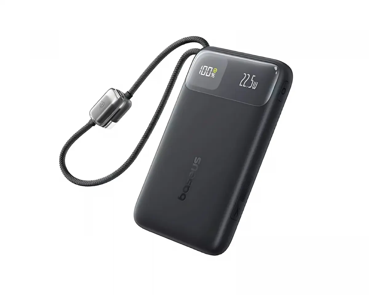 Baseus EnerFill FC11 Digital Display Power Bank med Dobbelt Kabel 22.5W 10000mAh - Cosmic Black
