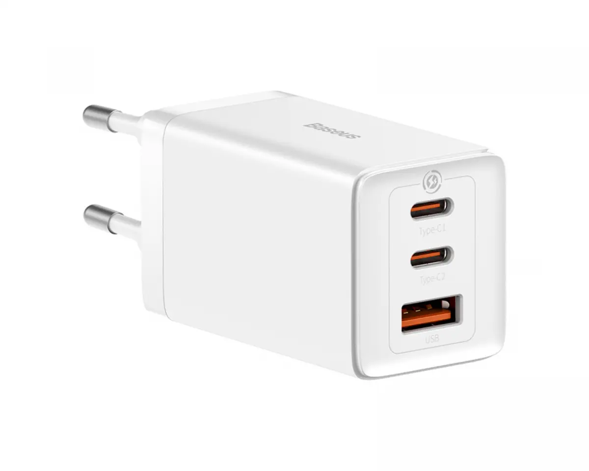 Baseus GaN5 Pro Hurtiglader 2C+U 65W - Hvit