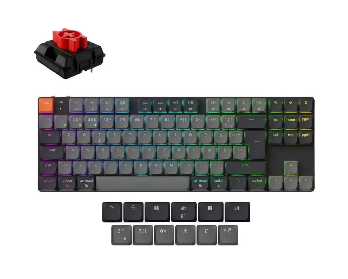 Keychron K1v6 Low Profile QMK Trådløst Tastatur [Gateron Red] - Lysegrå