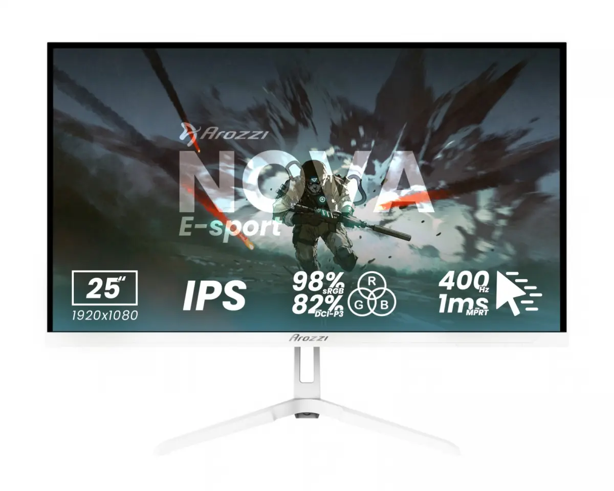 Arozzi Nova 25" E-sport, IPS, 400Hz Gaming Monitor - Hvit