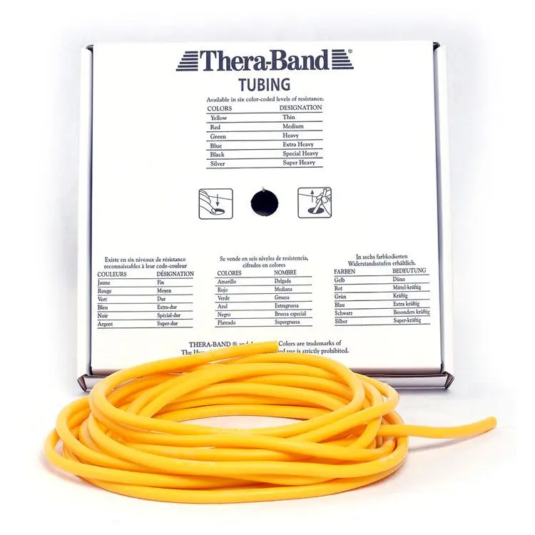 Theraband Tubing - Rundt treningsstrikk 7,5 m - gul - Hardhet 1