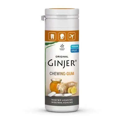 Tyggegummi med ingefær og honning fra GINJER – 30 gr