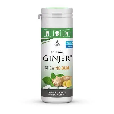 Tyggegummi med ingefær og mynte fra GINJER – 30 gr