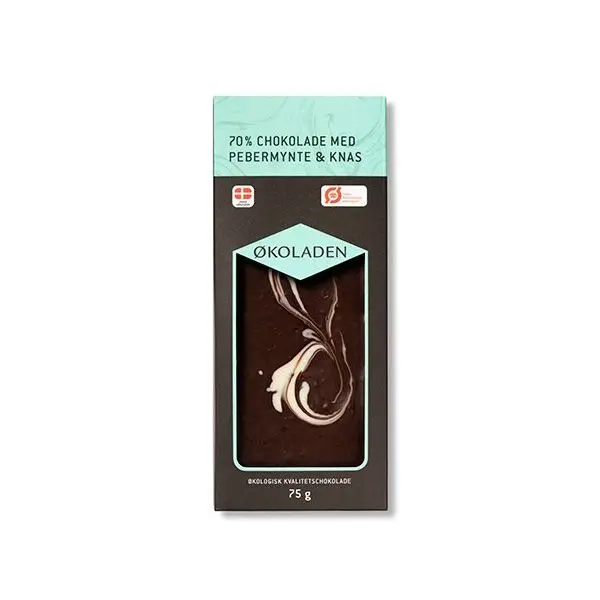 Økoladen Sjokolade peppermynte/knas Ø 70% - 75 g