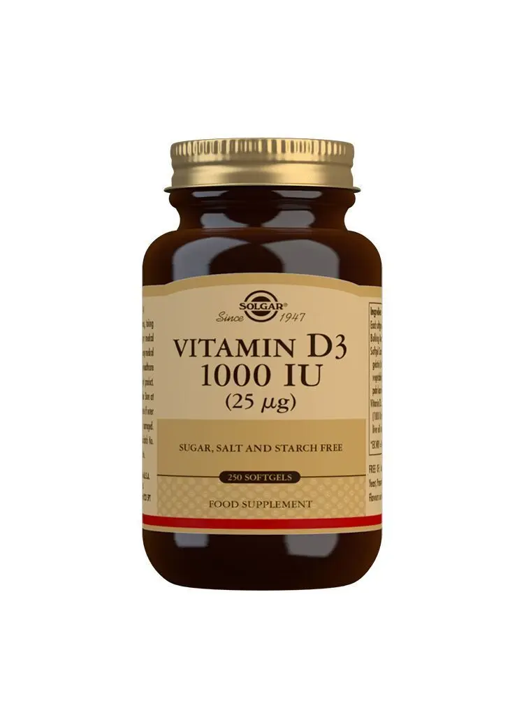 Solgar D3-vitamin 1000IU (25 µg) 250 kapsler