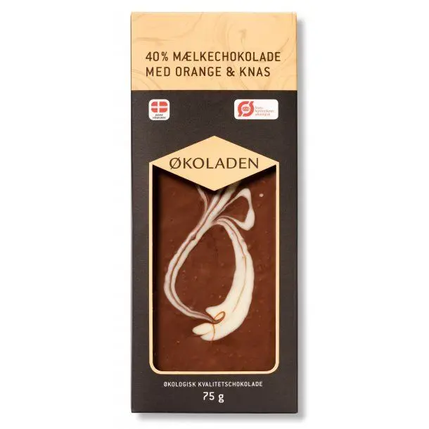 Økoladen Sjokolade melk appelsin/knas Ø 40% - 75 g