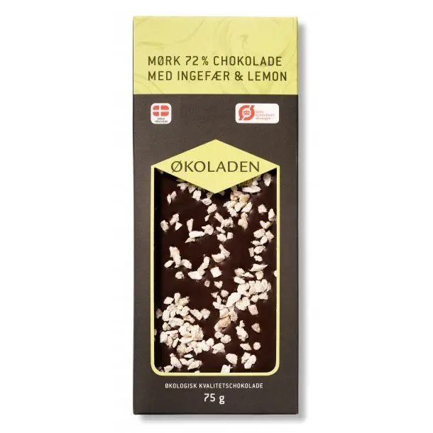 Økoladen Sjokolade mørk ingefær/lemon Ø 72% - 75 g