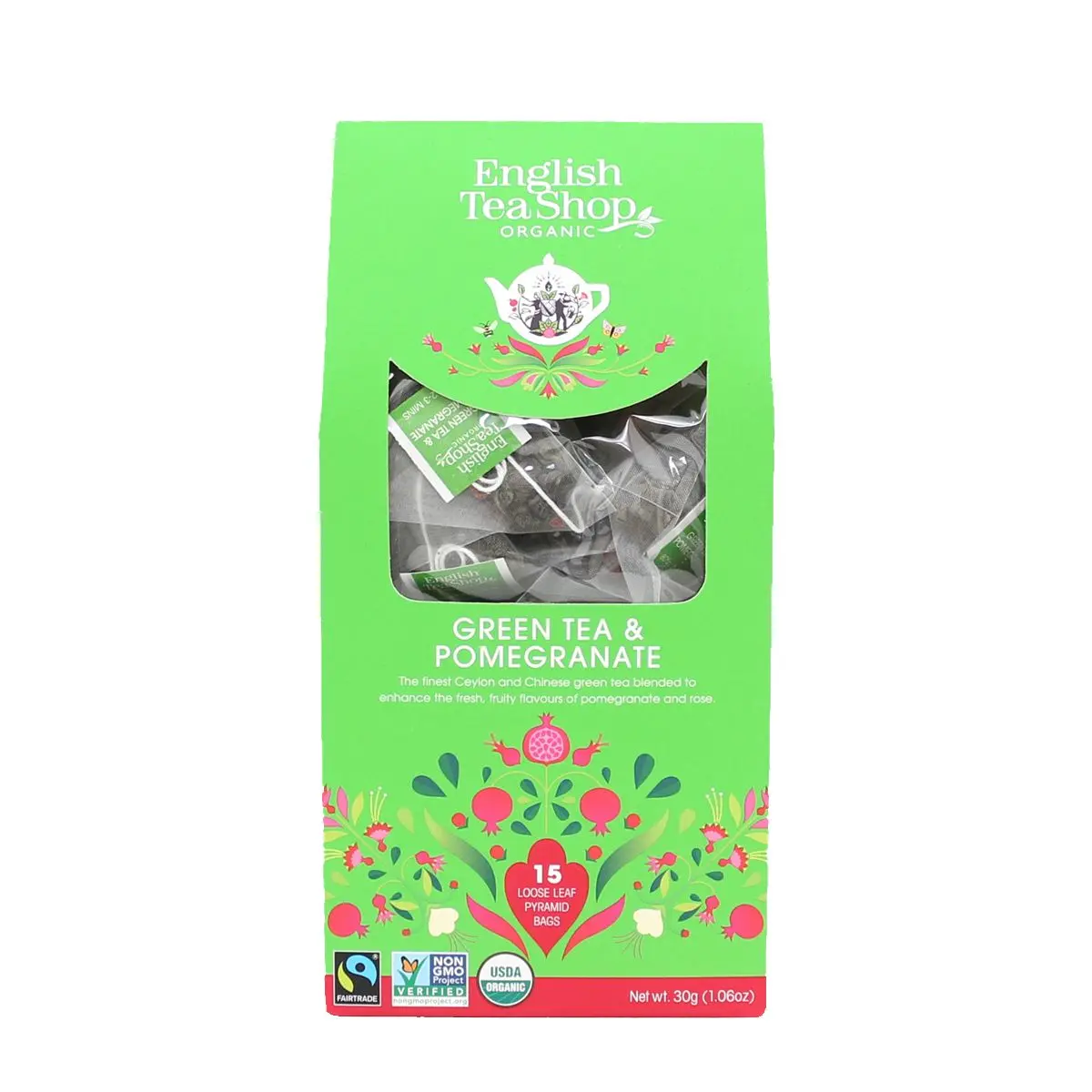 Green Tea & Pomegranate fra English Tea Shop Ø – 15 pyramidepose