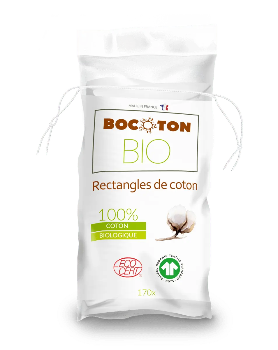 Bocoton Bio Rectangles bomullspads - 170 stk.
