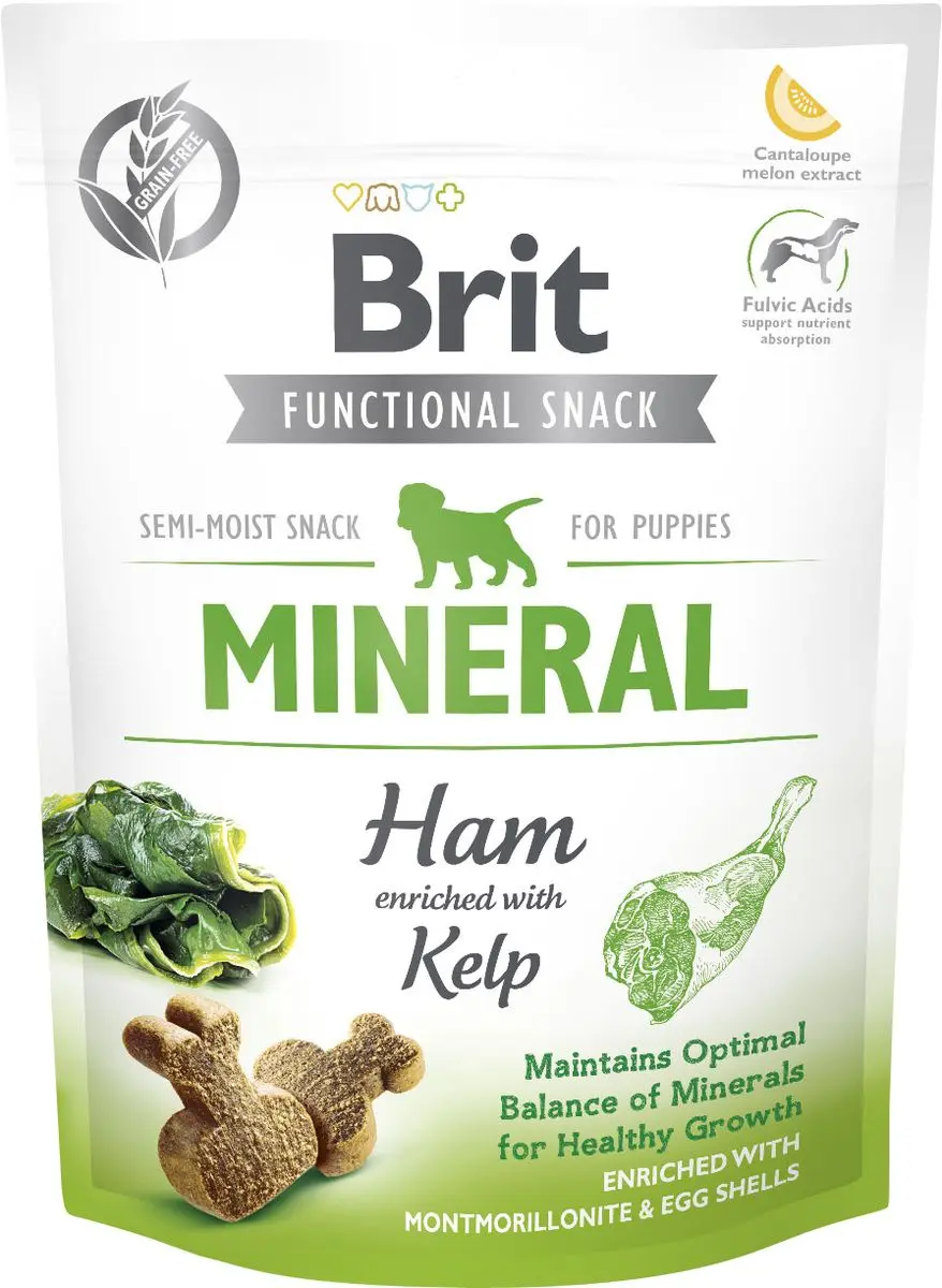 Brit Care Dog Functional Snack Mineral, skinke & tang til valper – 150 g