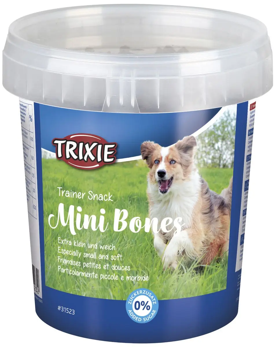 Trixie hundegodbiter i spann, Mini Bones - 500g
